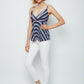 Made You Look Stripe Print Pleated Remy Top