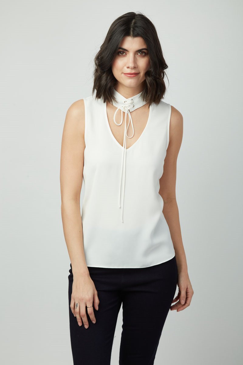 Iconic Issa Lace Up Collar Top