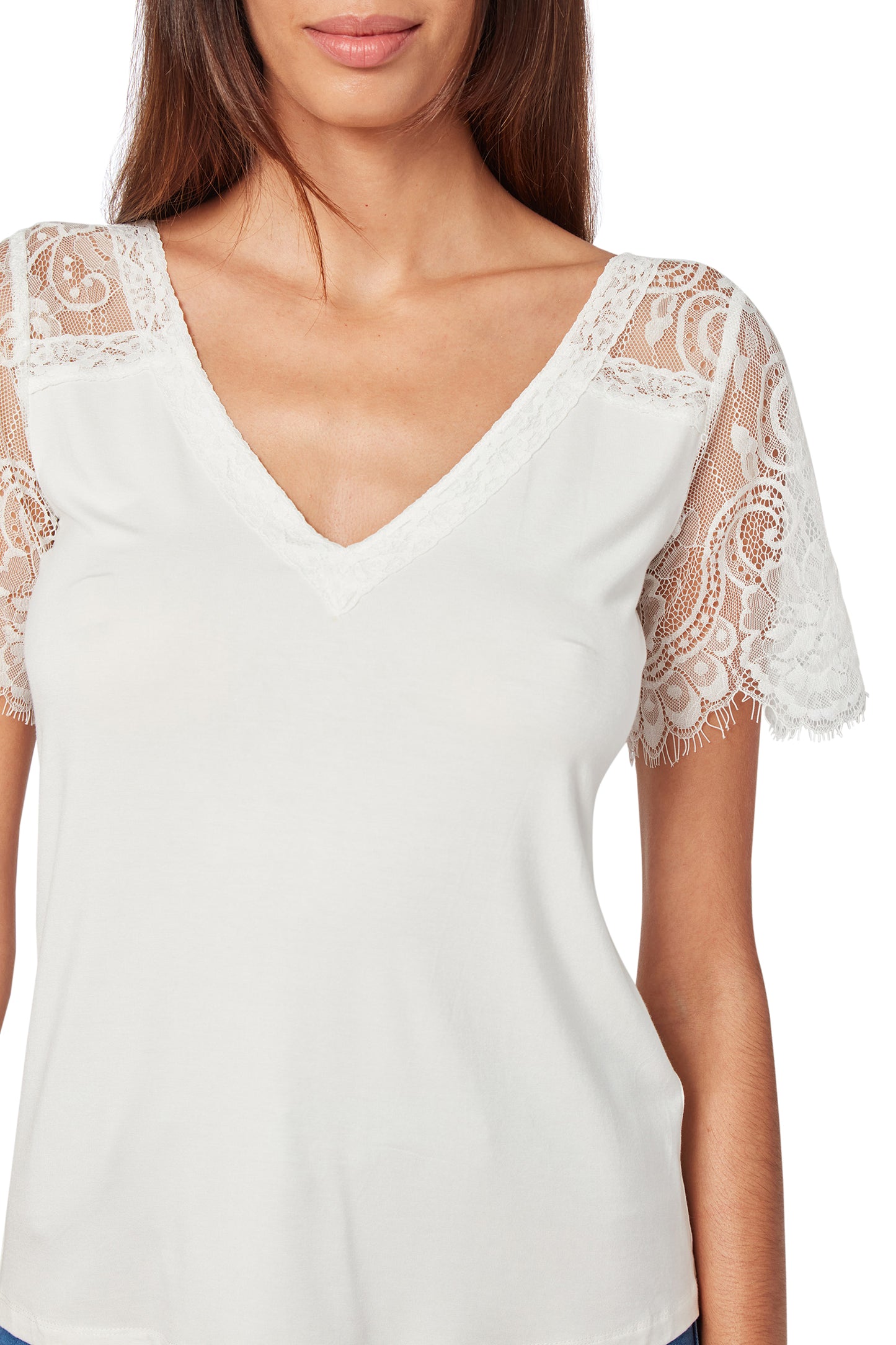 Unmatched Lace Sleeve Top