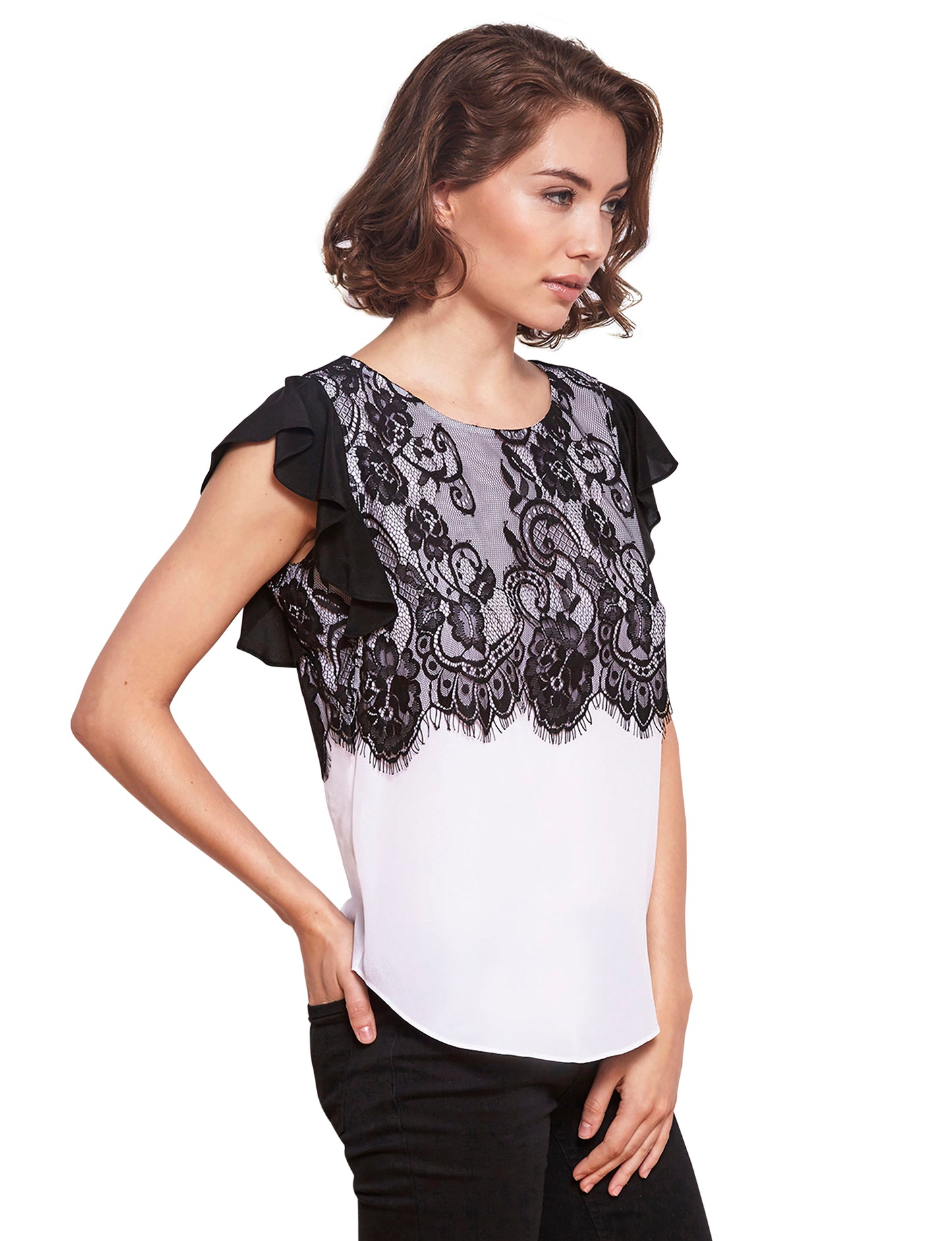 My Spot Makenna Lace Overlay Top