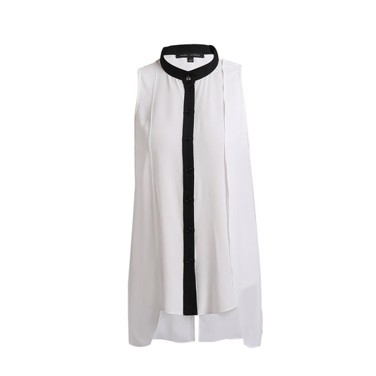 Extra Passion Blake Two-Tone Button-Front Silk Tunic