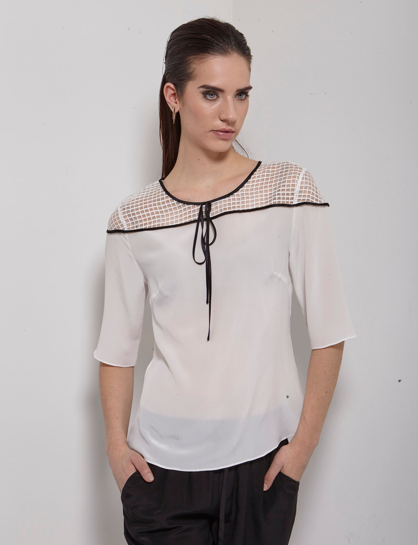 Someone Special Paulson Sheer Caged Silk Top