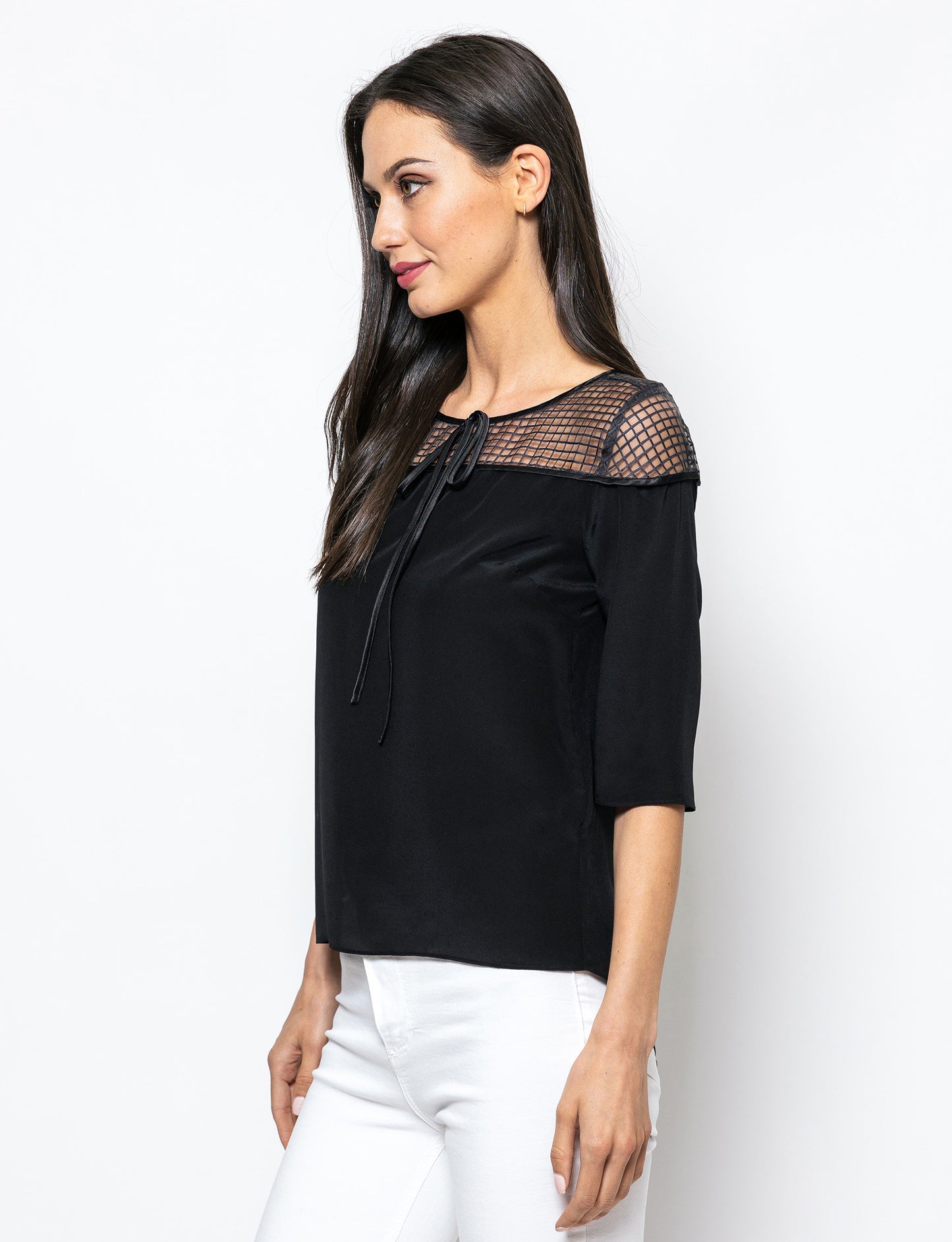 Someone Special Paulson Sheer Caged Silk Top