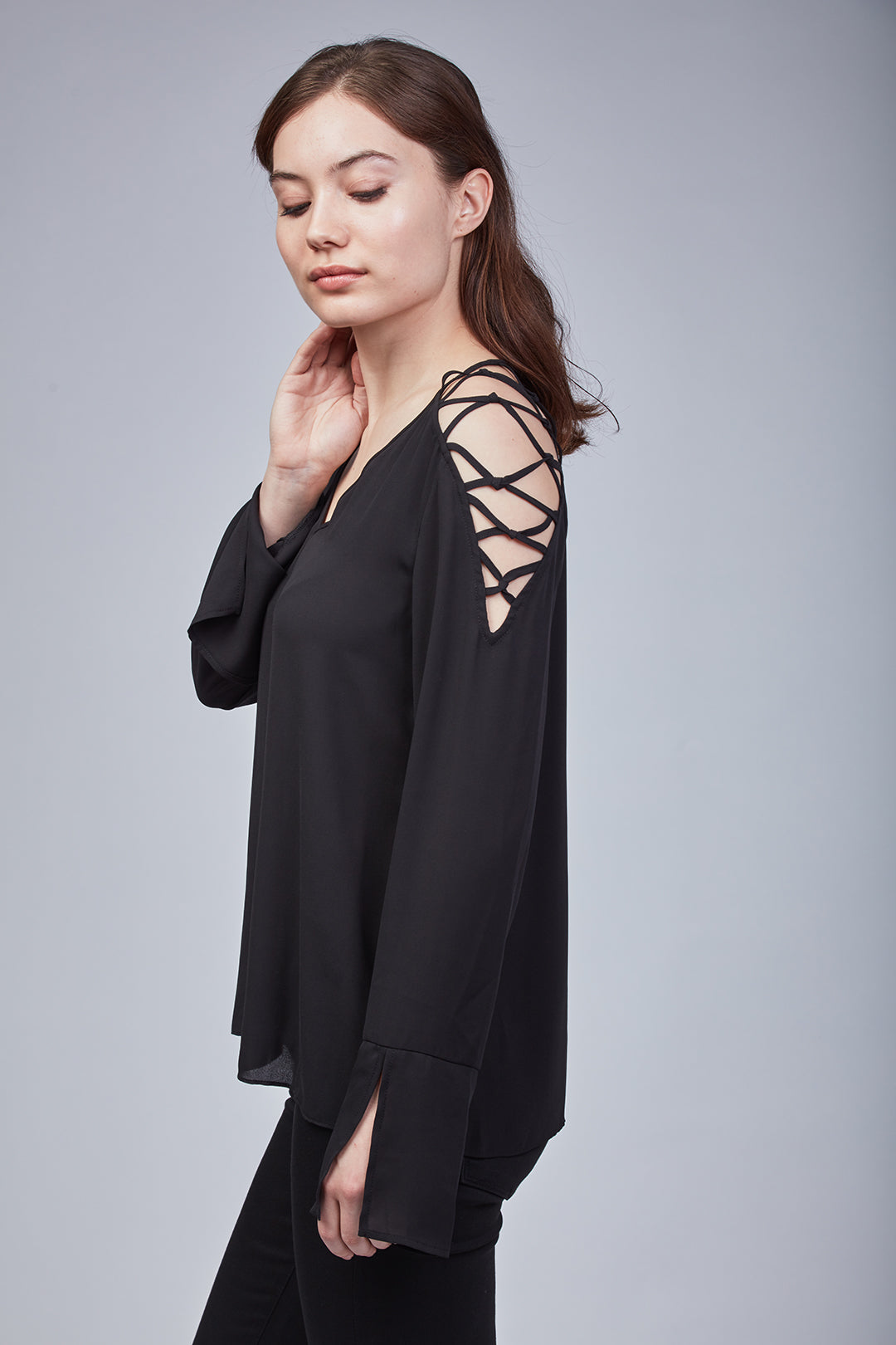 Want You Noelle Caged Shoulder Top