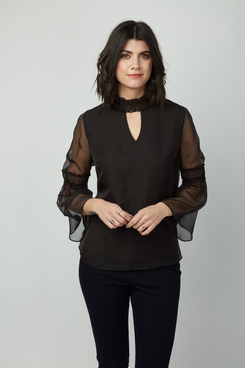 Dashing Looks Smocked Sleeve Harper Top