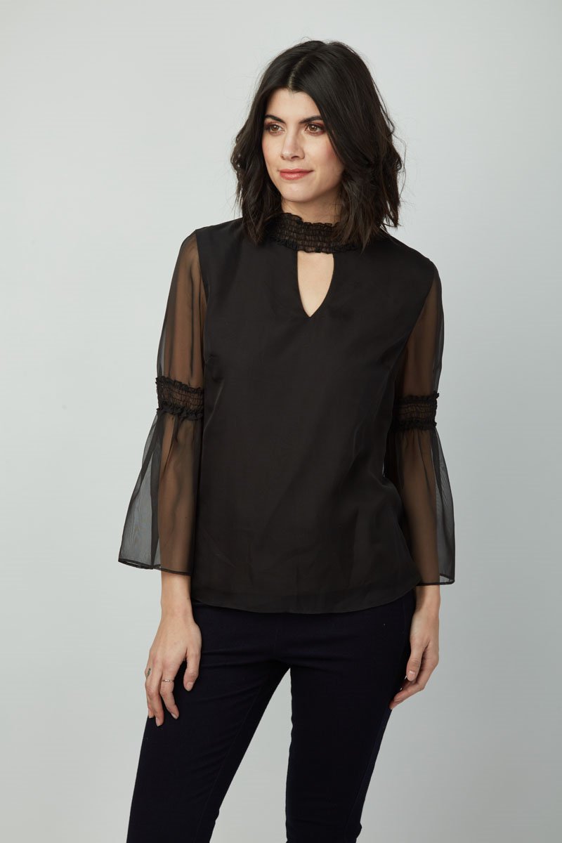 Dashing Looks Smocked Sleeve Harper Top