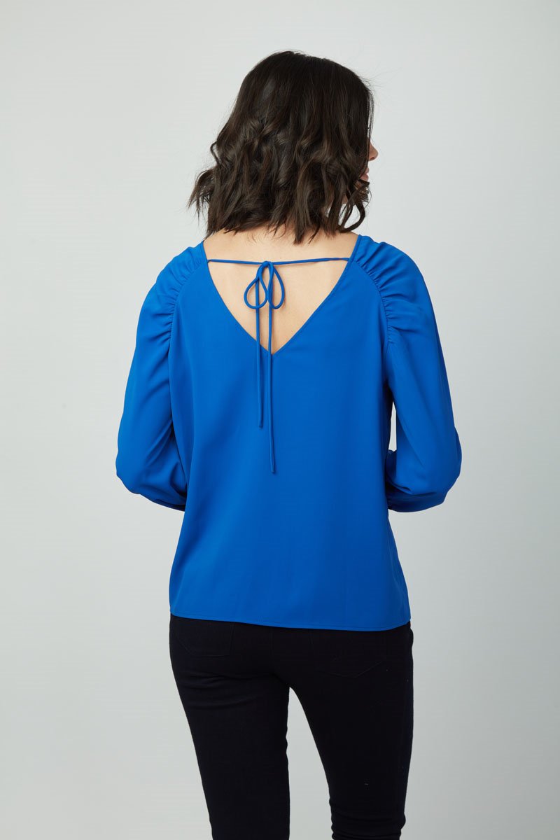 Women's Fall/Winter V Neck Back Tie Dion Top- Long Sleeve, T-shirts, Blouse for Ladies