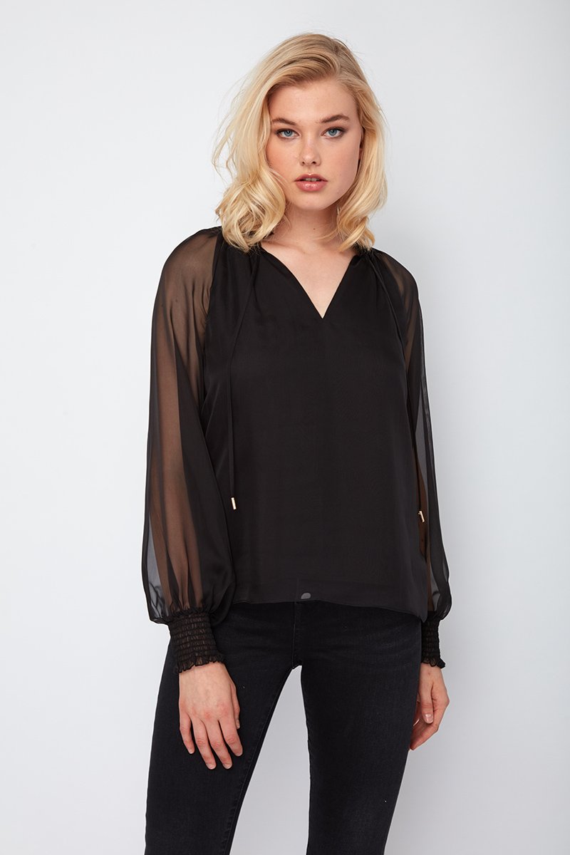 Bringing The Best Basie Sheer Sleeve Top