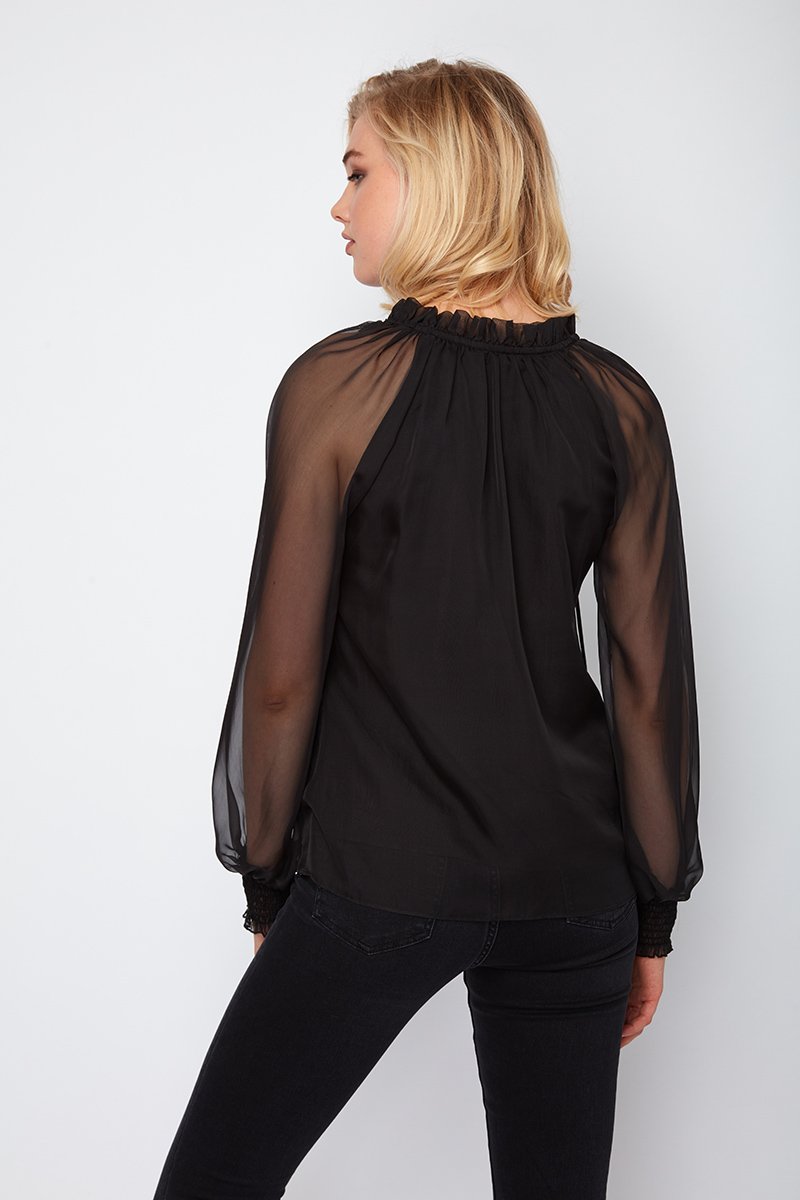 Bringing The Best Basie Sheer Sleeve Top