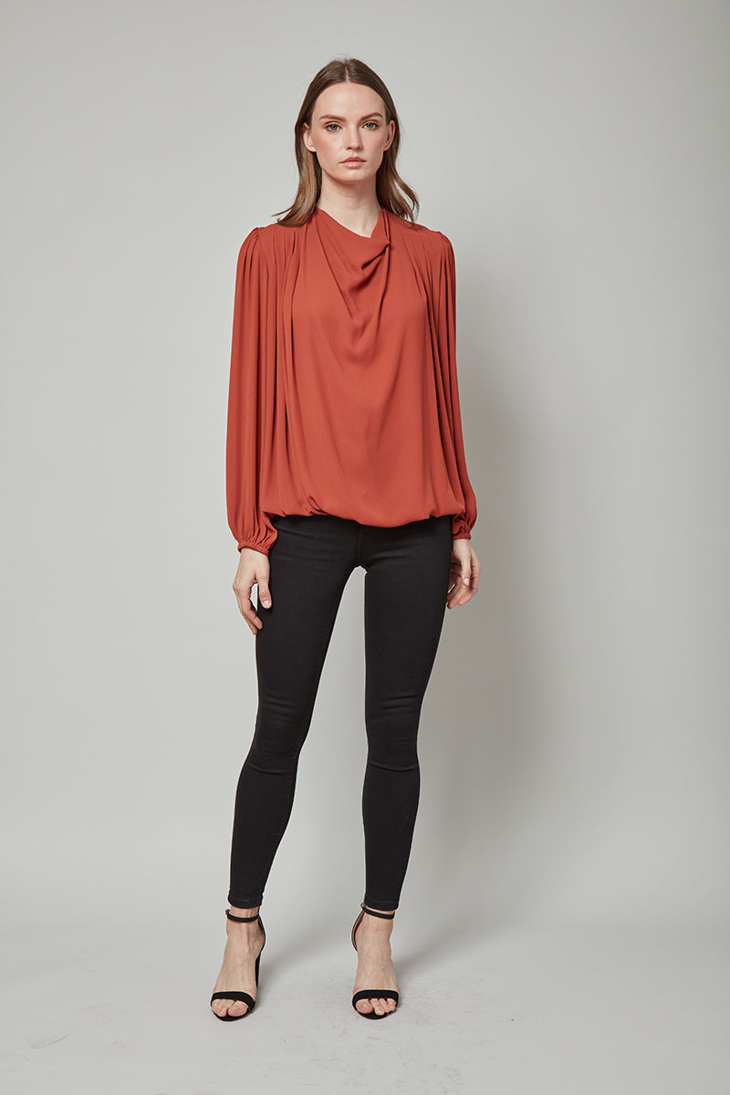 Concealed Elegance Sophie Draped Long Sleeve Top