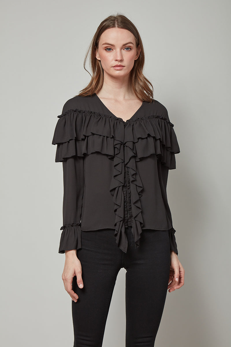 Forever Perfect Regina Long Sleeve Ruffle Top