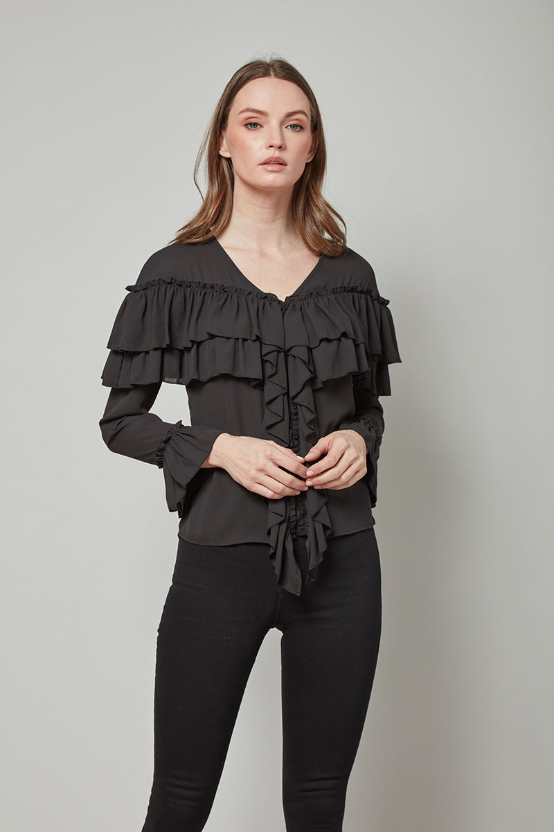 Forever Perfect Regina Long Sleeve Ruffle Top