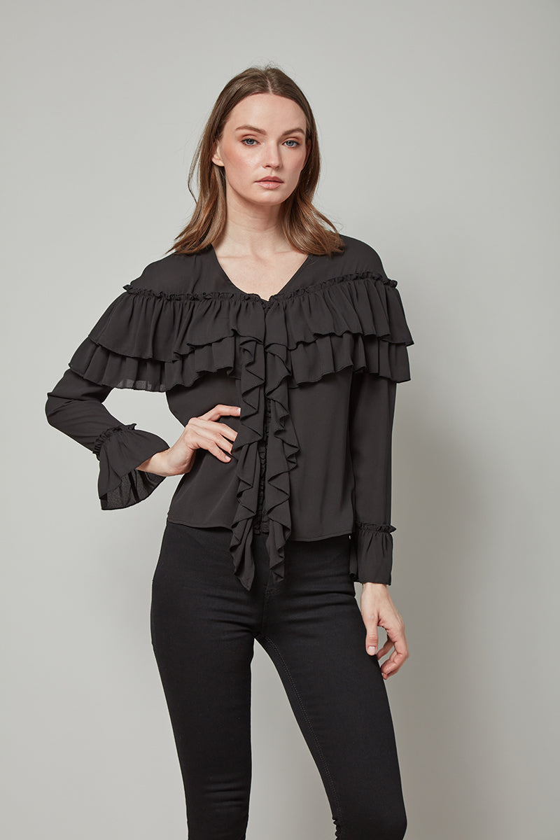Forever Perfect Regina Long Sleeve Ruffle Top