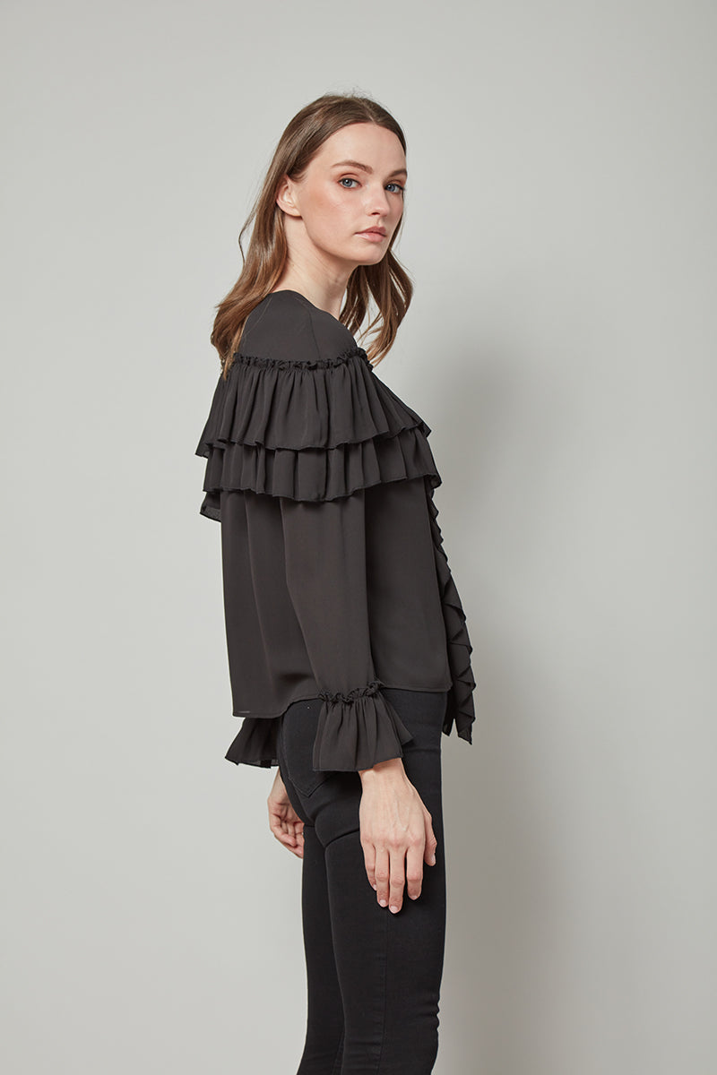 Forever Perfect Regina Long Sleeve Ruffle Top