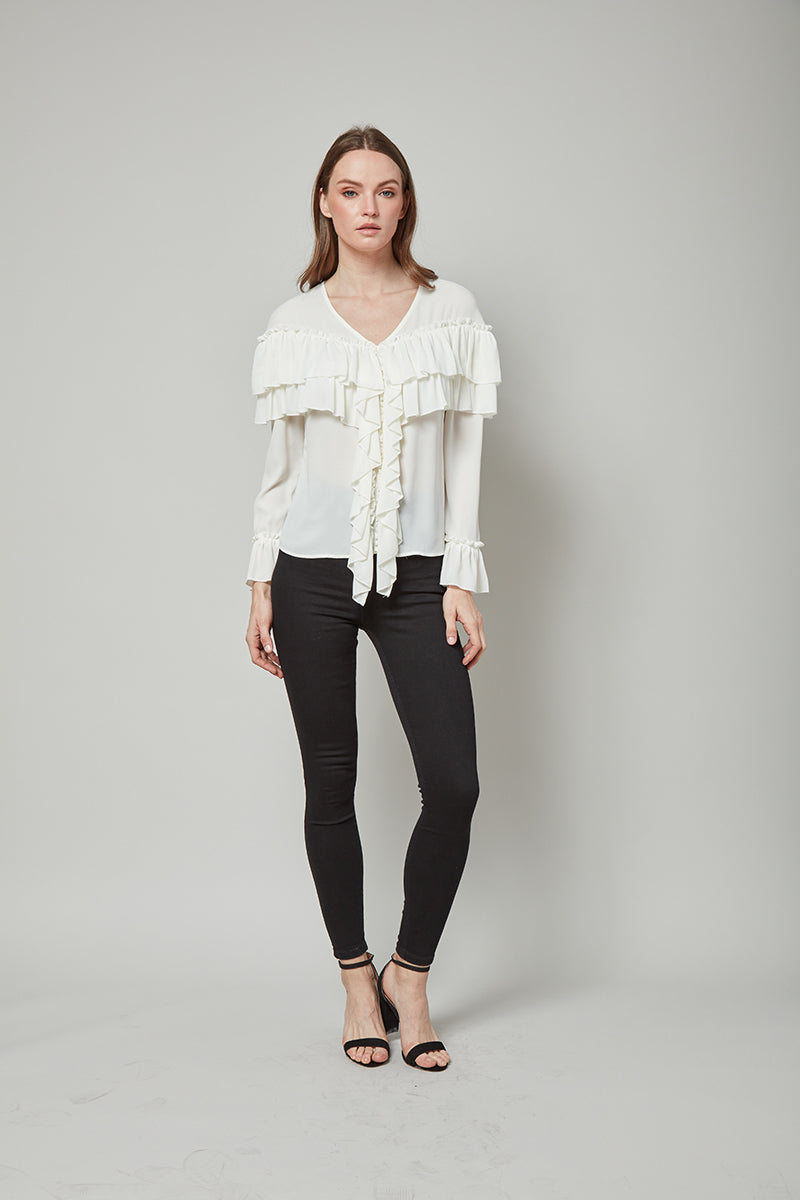 Forever Perfect Regina Long Sleeve Ruffle Top