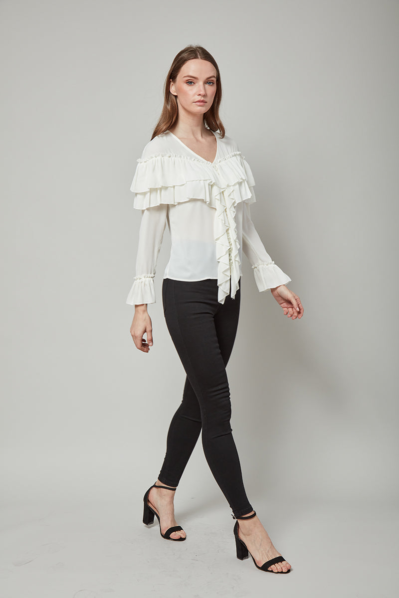 Forever Perfect Regina Long Sleeve Ruffle Top