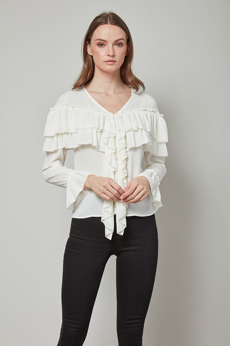 Forever Perfect Regina Long Sleeve Ruffle Top