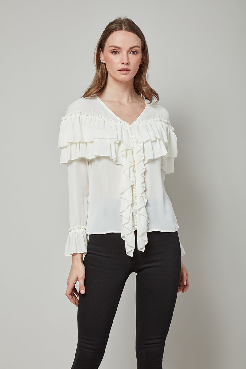 Forever Perfect Regina Long Sleeve Ruffle Top