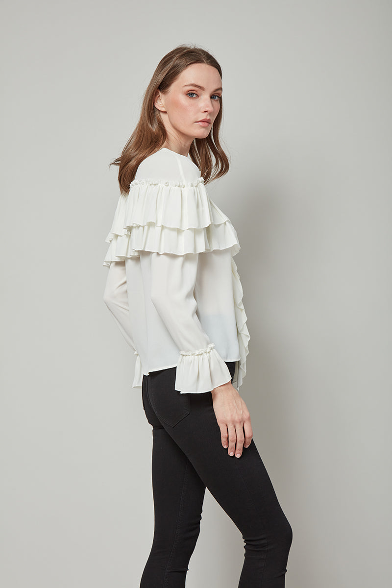 Forever Perfect Regina Long Sleeve Ruffle Top