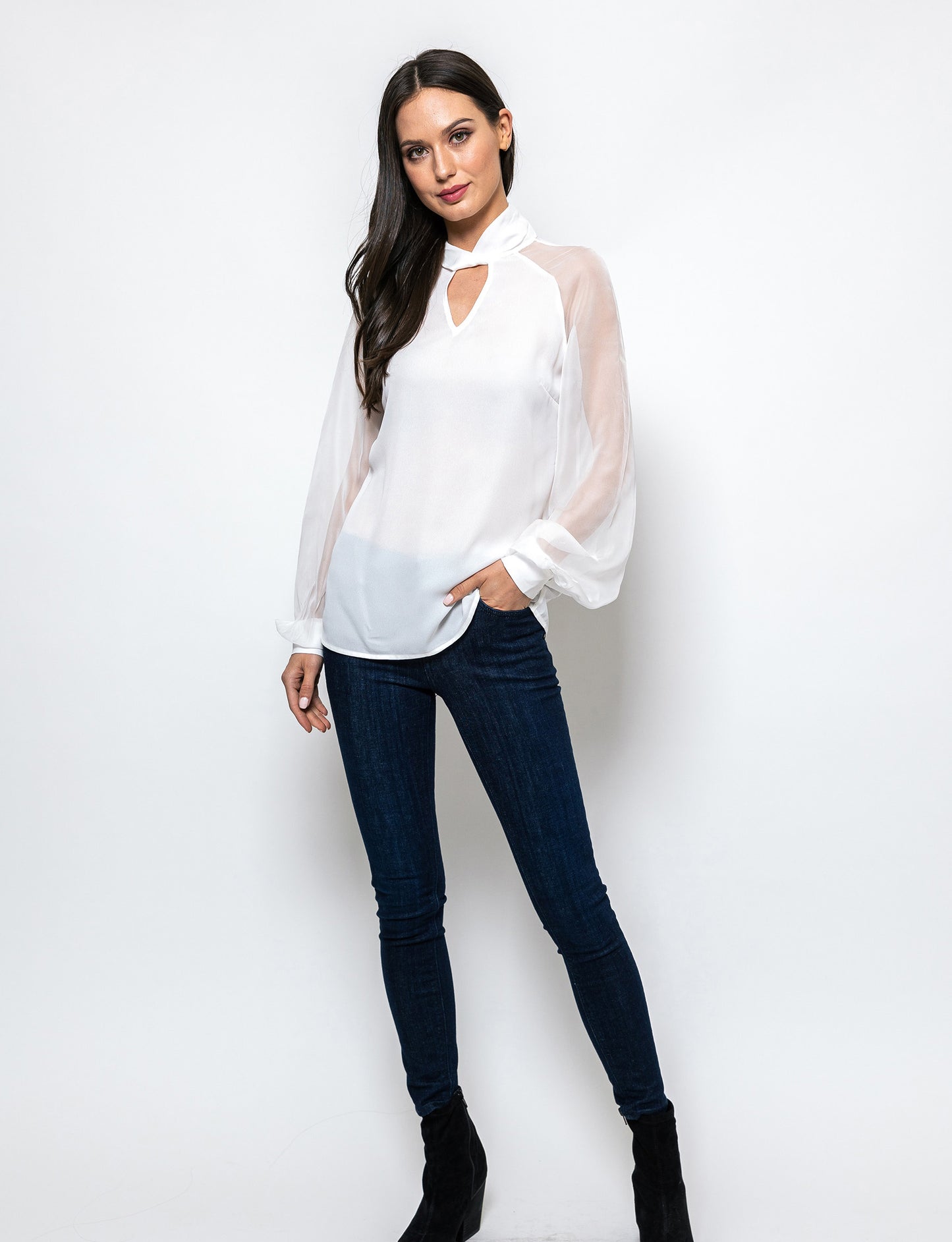The Trendsetter Sheer Sleeves Dakota Blouse