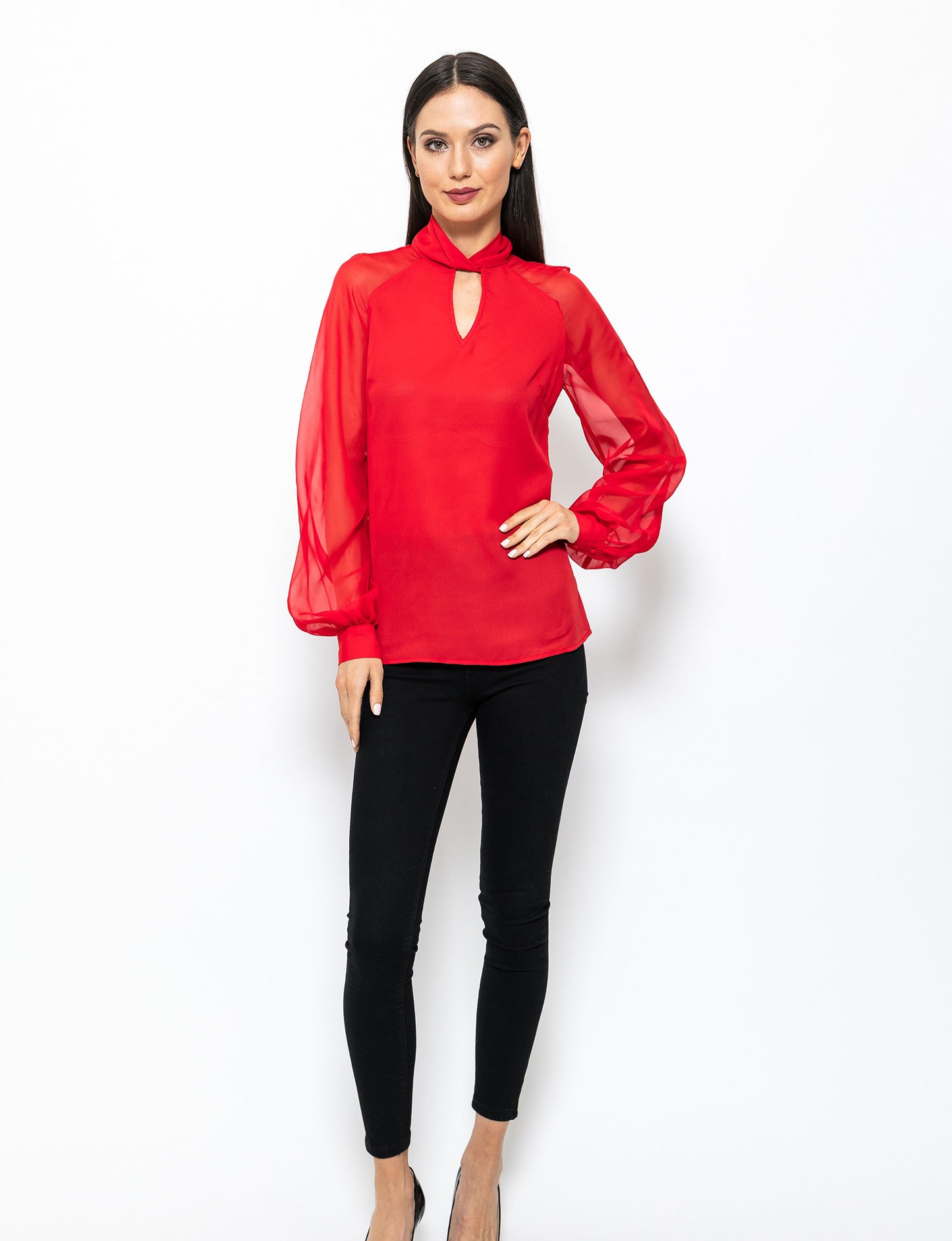 The Trendsetter Sheer Sleeves Dakota Blouse