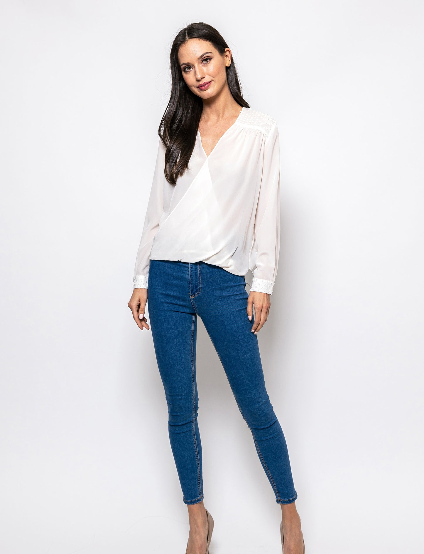Simply Kept V-Neck Jayde Silk Blouse