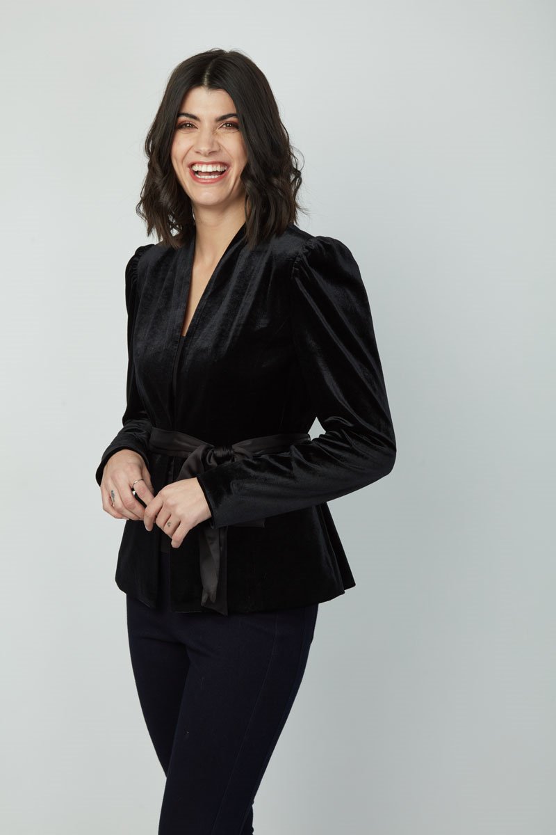 Romantic Twist Benny Tie-Front Velvet Jacket