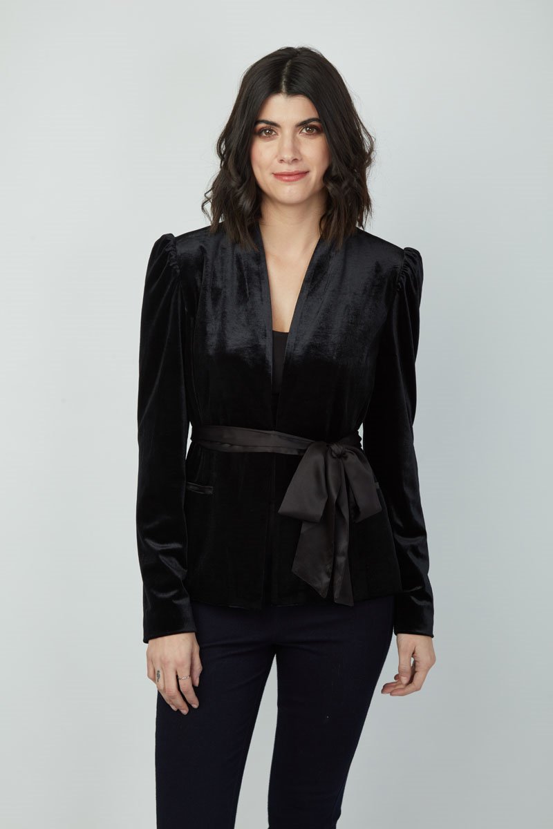 Romantic Twist Benny Tie-Front Velvet Jacket