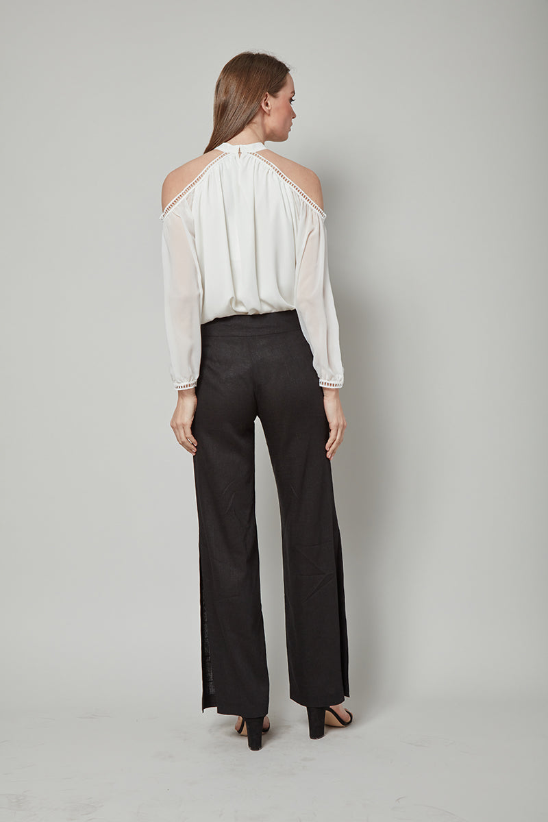 Total Winner Tara Linen-Blend Slit Flare Pants