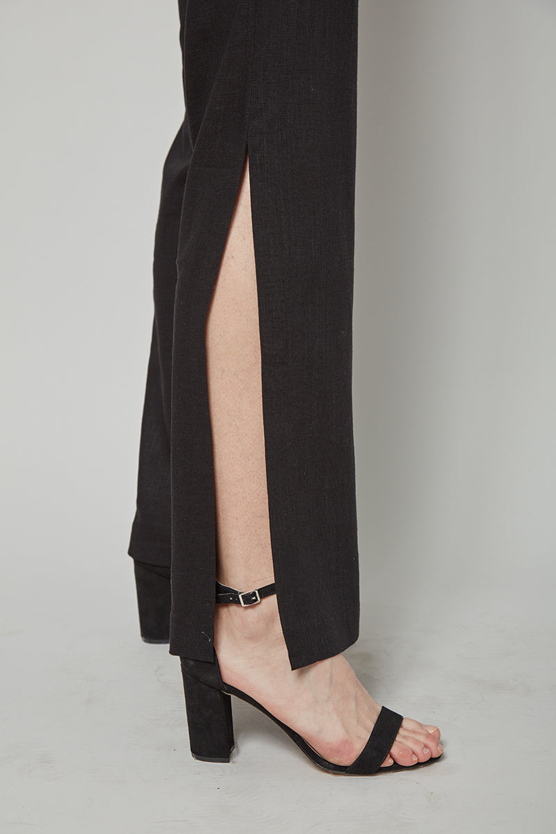 Total Winner Tara Linen-Blend Slit Flare Pants