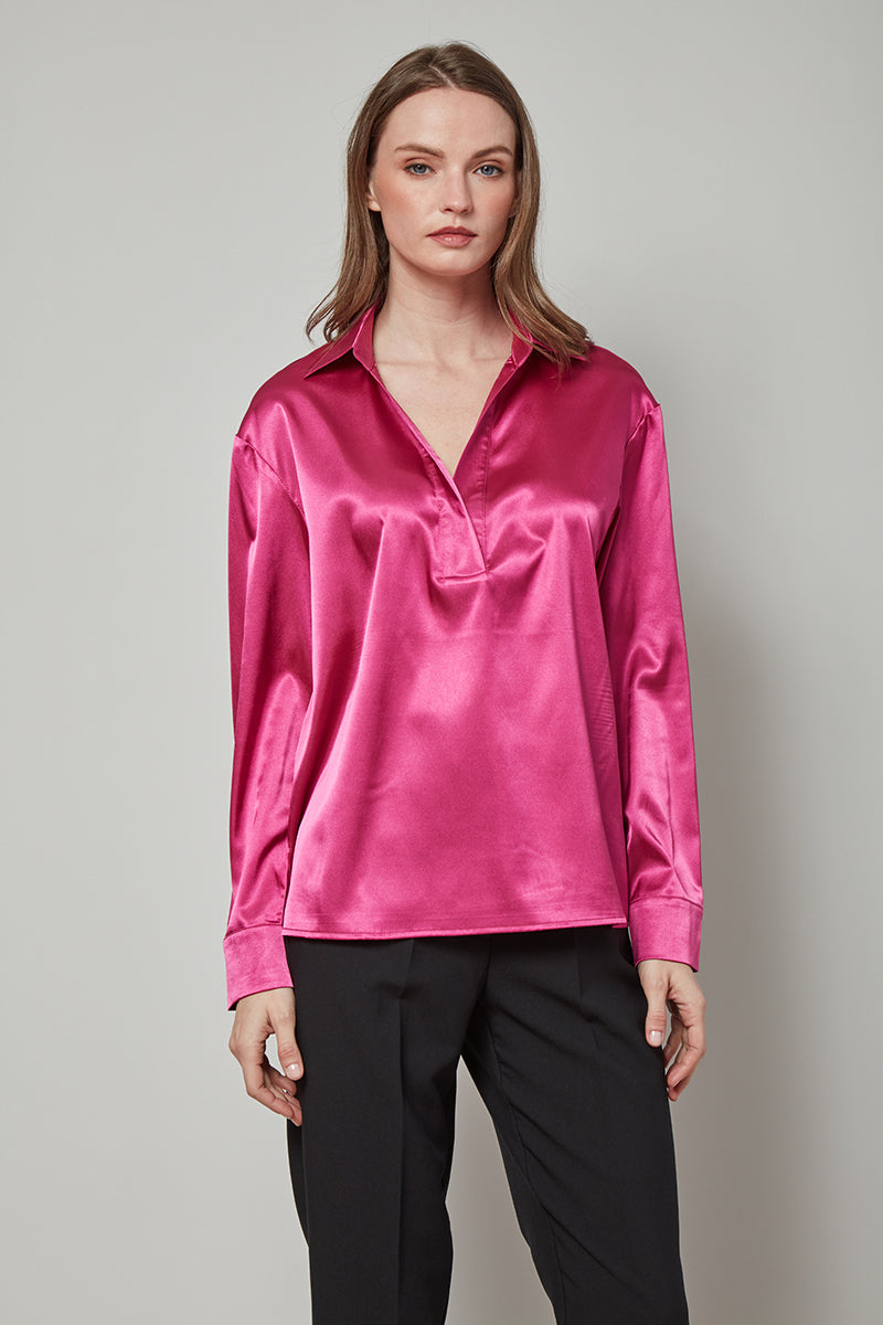 Elegantly Pink Collared Metro Blouse