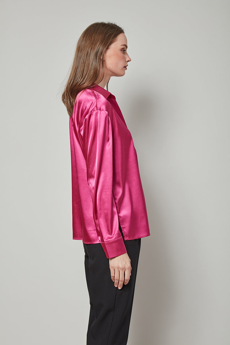 Elegantly Pink Collared Metro Blouse