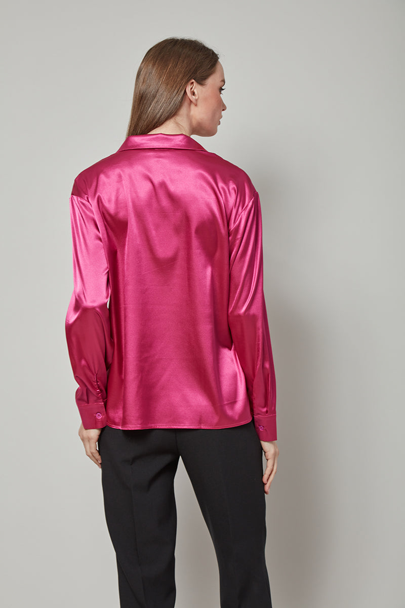 Elegantly Pink Collared Metro Blouse