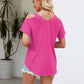 Cold Shoulder Tops for Women Summer Shirts V Neck Criss Cross Tops Sexy Blouse, Solid Color S-XXL
