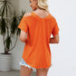 Cold Shoulder Tops for Women Summer Shirts V Neck Criss Cross Tops Sexy Blouse, Solid Color S-XXL