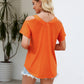 Cold Shoulder Tops for Women Summer Shirts V Neck Criss Cross Tops Sexy Blouse, Solid Color S-XXL