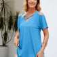 Cold Shoulder Tops for Women Summer Shirts V Neck Criss Cross Tops Sexy Blouse, Solid Color S-XXL