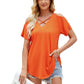 Cold Shoulder Tops for Women Summer Shirts V Neck Criss Cross Tops Sexy Blouse, Solid Color S-XXL