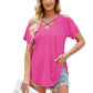 Cold Shoulder Tops for Women Summer Shirts V Neck Criss Cross Tops Sexy Blouse, Solid Color S-XXL