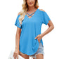 Cold Shoulder Tops for Women Summer Shirts V Neck Criss Cross Tops Sexy Blouse, Solid Color S-XXL