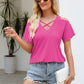 Cold Shoulder Tops for Women Summer Shirts V Neck Criss Cross Tops Sexy Blouse, Solid Color S-XXL
