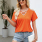 Cold Shoulder Tops for Women Summer Shirts V Neck Criss Cross Tops Sexy Blouse, Solid Color S-XXL
