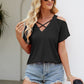 Cold Shoulder Tops for Women Summer Shirts V Neck Criss Cross Tops Sexy Blouse, Solid Color S-XXL