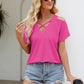 Cold Shoulder Tops for Women Summer Shirts V Neck Criss Cross Tops Sexy Blouse, Solid Color S-XXL