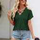 Cold Shoulder Tops for Women Summer Shirts V Neck Criss Cross Tops Sexy Blouse, Solid Color S-XXL