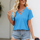 Cold Shoulder Tops for Women Summer Shirts V Neck Criss Cross Tops Sexy Blouse, Solid Color S-XXL