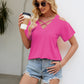 Cold Shoulder Tops for Women Summer Shirts V Neck Criss Cross Tops Sexy Blouse, Solid Color S-XXL
