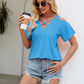 Cold Shoulder Tops for Women Summer Shirts V Neck Criss Cross Tops Sexy Blouse, Solid Color S-XXL