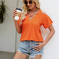 Cold Shoulder Tops for Women Summer Shirts V Neck Criss Cross Tops Sexy Blouse, Solid Color S-XXL