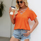 Cold Shoulder Tops for Women Summer Shirts V Neck Criss Cross Tops Sexy Blouse, Solid Color S-XXL